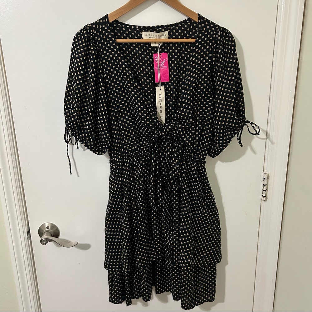 Saltwater Luxe | Black and Gold Mini Dress | Size Medium NWT